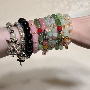 Lot Of Beaded Bracelets With Charms